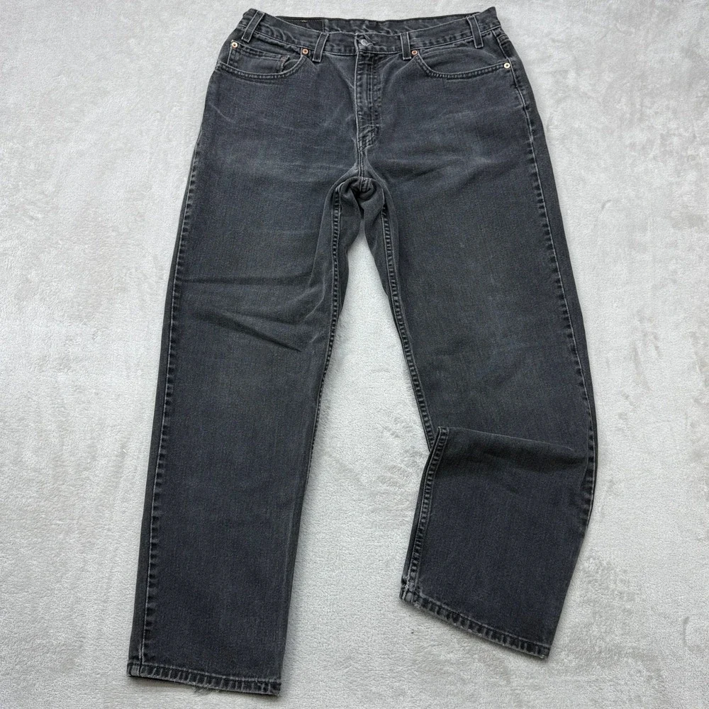 Vintage Levis 550 Relaxed Fit Jeans Mens 36x32 Black Faded Tapered Denim Y2K